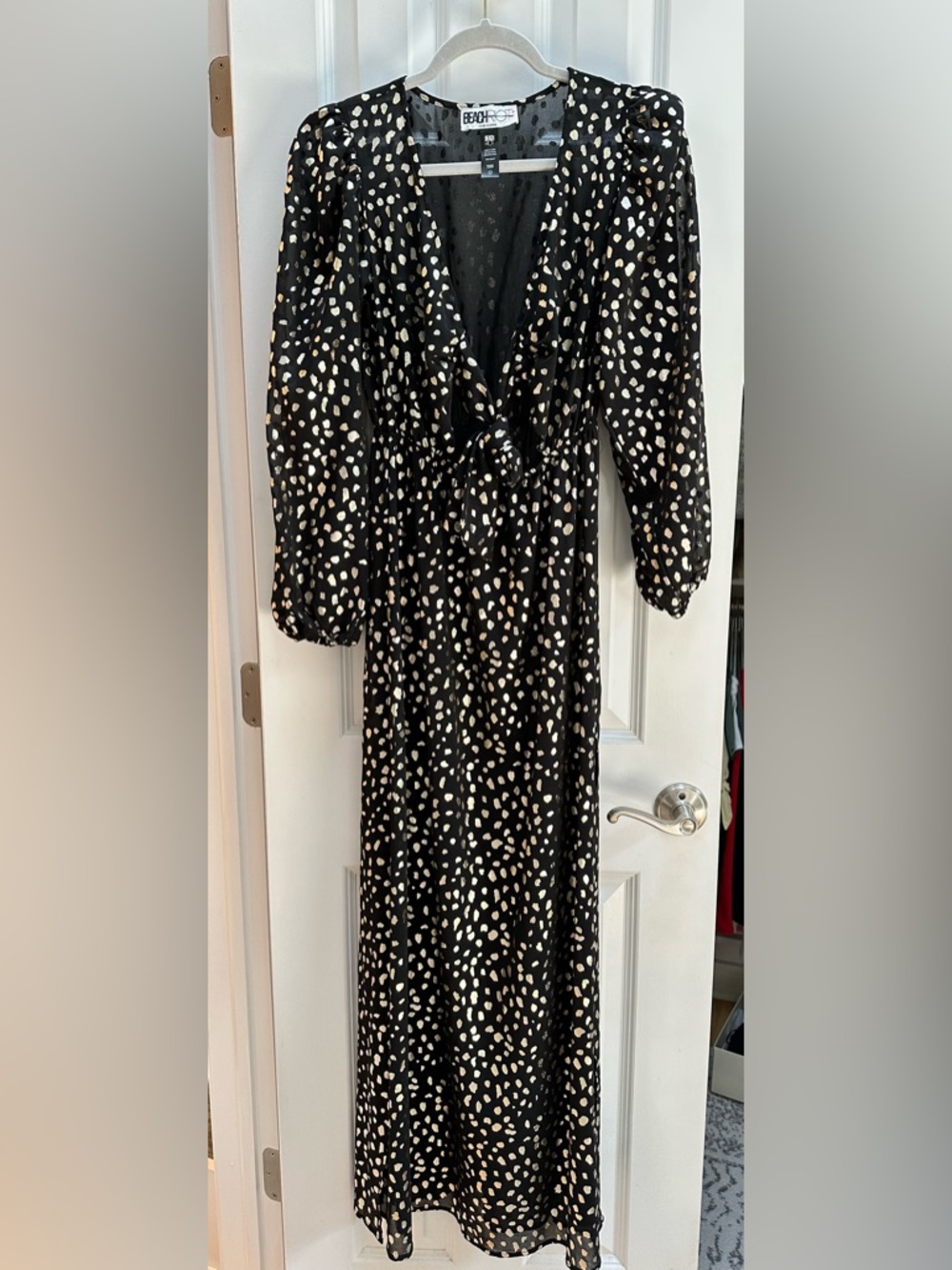 Beach Riot Black Dress black and gold  print